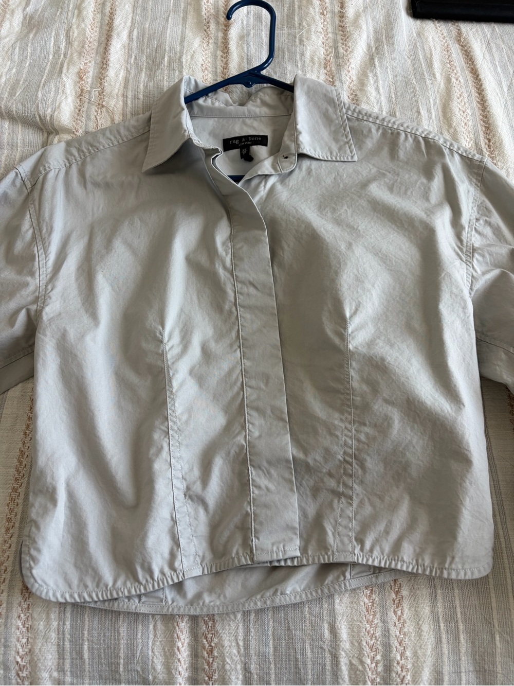 rag & bone Light Gray Short-Sleeve Button-Down Blouse